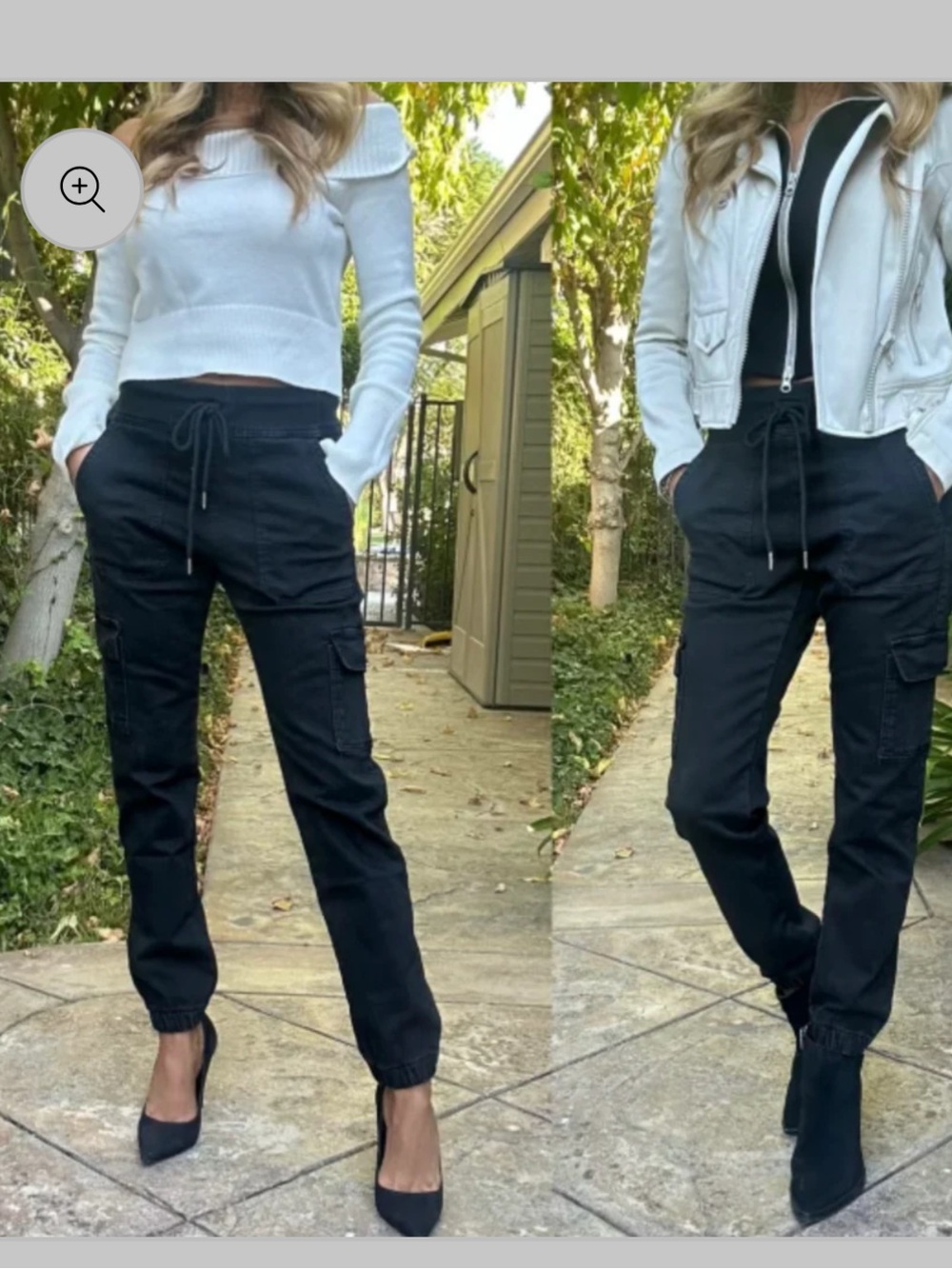 BEVY FLOG Gaya Cargo Black Pants with Drawstring